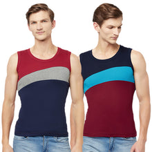 T.T. Men Designer Gym Vest  Pack Of 2 Navy-Grey::Maroon-Navy