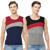 T.T. Men Designer Gym Vest  Pack Of 2 Red-Blk::Navy-Grey