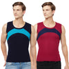 T.T. Men Designer Gym Vest  Pack Of 2 Navy-Sky::Maroon-Navy