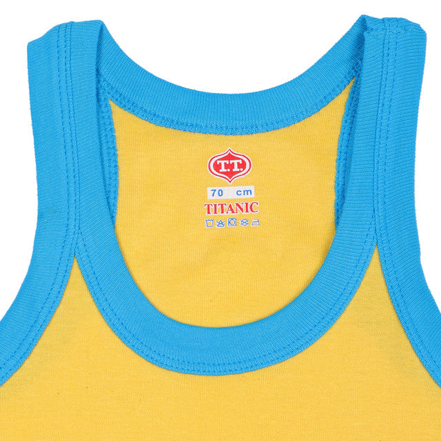 T.T. Kids Titanic Gym Vest Pack Of 5 Black-Trqs-Yellow-Grey-Red