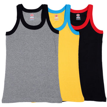 T.T. Kids Titanic Gym Vest Pack Of 3 Grey-Yellow-Black