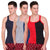 T.T. Men DesignerGym Vest Pack Of 3 Red-Black ::Grey-Blue ::Blue-Grey