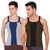 T.T. Men DesignerGym Vest Pack Of 2 Olive-Black ::Grey-Blue