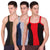 T.T. Men DesignerGym Vest Pack Of 3 Black-Red ::Blue-Grey ::Black-Olive