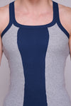T.T. Men Designer  Gym Vest Pack Of 2 Black-Olive ::Grey-Blue