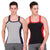 T.T. Men DesignerGym Vest Pack Of 2 Black-Red ::Grey-Nvy