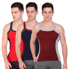 T.T. Men Designer  Gym Vest Pack Of 3 Maroon-Grey ::Navy-Maroon ::Red-Black