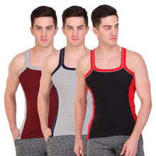 T.T. Men Designer  Gym Vest Pack Of 3 Black-Red ::Grey-Nvy ::Maroon-Grey