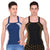 T.T. Men DesignerGym Vest Pack Of 2 Black-Olive ::Blue-Grey