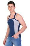 T.T. Men Designer  Gym Vest Pack Of 3 Black-Olive ::Blue-Grey ::Red-Blue