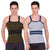 T.T. Men DesignerGym Vest Pack Of 2 Grey-Blue ::Olive-Black