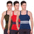 T.T. Men DesignerGym Vest Pack Of 3 Blue-Grey ::Red-Blue::Olive-Black