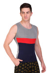 T.T. Men Designer  Gym Vest Pack Of 3 Grey-Blue ::Red-Black ::Blue-Maroon
