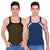 T.T. Men DesignerGym Vest Pack Of 2 Blue-Grey::Olive-Black