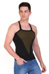 T.T. Men Designer  Gym Vest Pack Of 3 Black-Olive ::Blue-Red::Grey-Blue