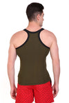 T.T. Men Designer  Gym Vest Pack Of 3 Blue-Grey::Olive-Black::Blue-Red