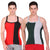 T.T. Men DesignerGym Vest Pack Of 2 Olive-Grey ::Red-Black