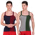 T.T. Men DesignerGym Vest Pack Of 2 Blue-Maroon ::Grey Olive