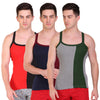 T.T. Men Designer  Gym Vest Pack Of 3 Blue-Maroon ::Grey Olive::Red-Black