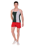 T.T. Men Designer  Gym Vest Pack Of 2 Olive-Grey ::Red-Black