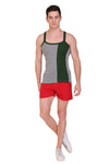 T.T. Men Designer  Gym Vest Pack Of 2 Blue-Maroon ::Grey Olive