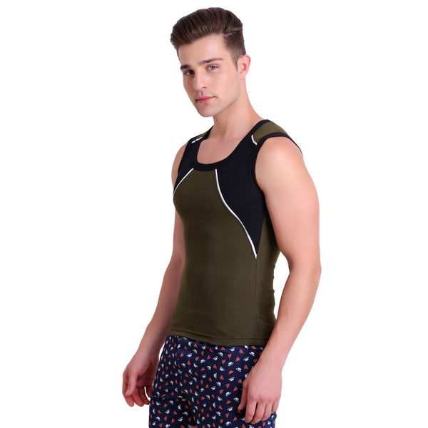 T.T. Men Titanic Designer Gym Vest Pack Of 2 (Blue - Green)
