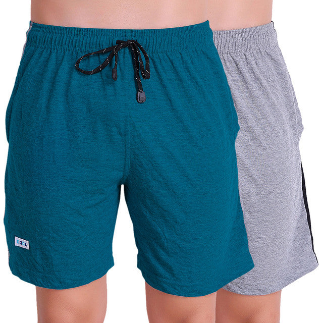 T.T. Men Solid Cotton Shorts Pack Of 2 Grey::Air
