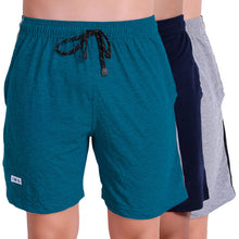 T.T. Men Solid Cotton Shorts Pack Of 3 Grey::Air::Navy