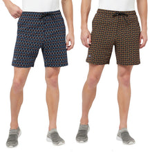 T.T. Men Cool Printed Shorts Pack Of 2 Yellow::Navy