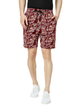 T.T. Men Cool Printed Bermuda Shorts With Zipper  Maroon-White