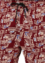 T.T. Men Cool Printed Bermuda Shorts With Zipper  Maroon-White