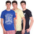 T.T. Men Slim Fit Printed Round Neck T-Shirt Royal::Yellow::Black