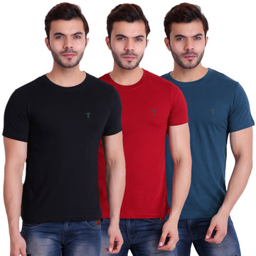 T.T. Cool Men Pack of 3 T-shirts Black::Maroon::Airforce Blue