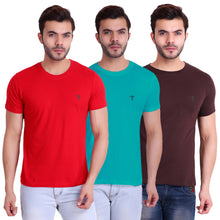 T.T. Cool Men Pack of 3 T-shirts Red::Cyan::Brown