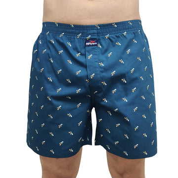 Hiflyers Men Printed Cotton Boxer Short Dark Green