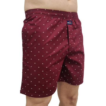 T.T. Men Cool Printed Bermuda Shorts With Zipper Maroon-White