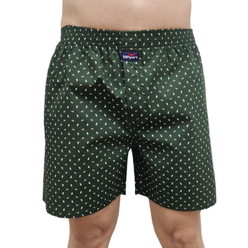 Hiflyers Men Printed Cotton Boxer Short Olive Green