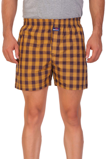 Hiflyers Men Checked Cotton Boxer Short Brown