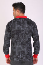 HiFlyers Men Slim Fit Printed Premium Collar Full Sleeve Tshirts Black
