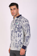 HiFlyers Men Slim Fit Printed Premium Collar Full Sleeve Tshirts Grey