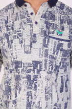 HiFlyers Men Slim Fit Printed Premium Collar Full Sleeve Tshirts Grey
