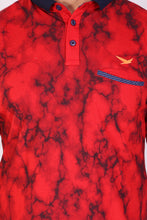 HiFlyers Men Slim Fit Printed Premium Collar Full Sleeve Tshirts Red