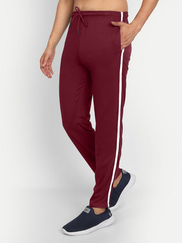 T.T. Men Cotton Track Pants Regular Fit Solid - Wine