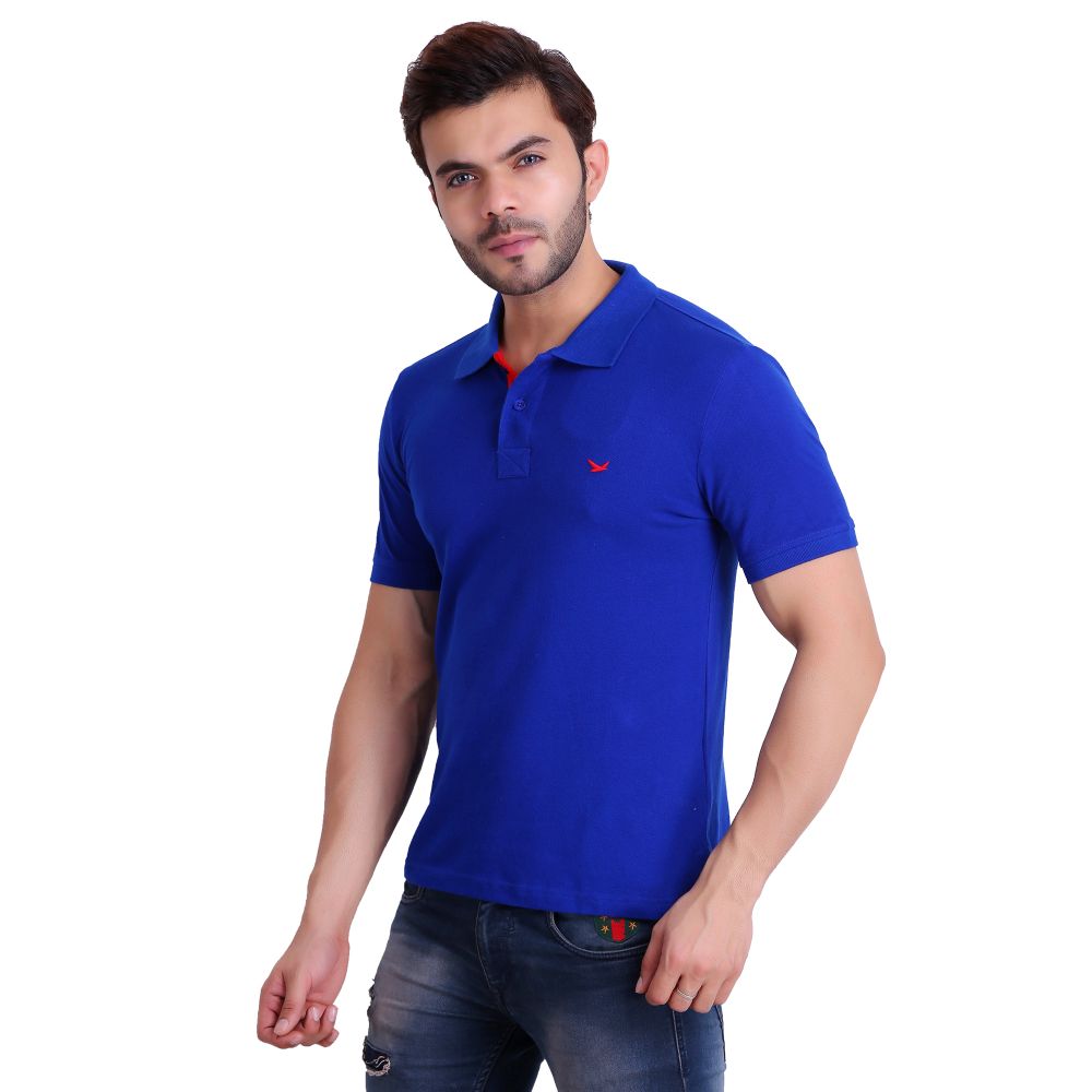 HiFlyers Men Royal Blue Polo T-Shirt