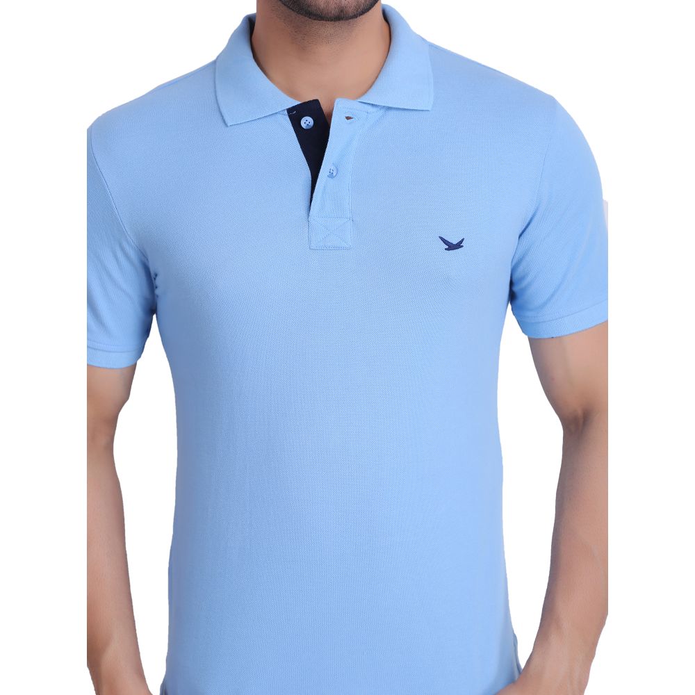 HiFlyers Men Sky Blue Polo T-Shirt