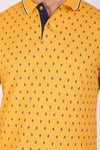 Men Slim Fit Printed Yellow Polo T-Shirts