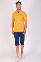 HiFlyers Men Slim Fit Printed Collar Tshirts Mustard