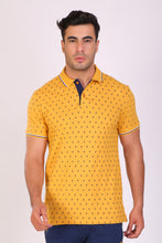 HiFlyers Men Slim Fit Printed Collar Tshirts Mustard