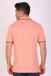Men Slim Fit Printed Pink Polo T-Shirts