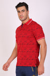 Men Slim Fit Printed Red Polo T-Shirts